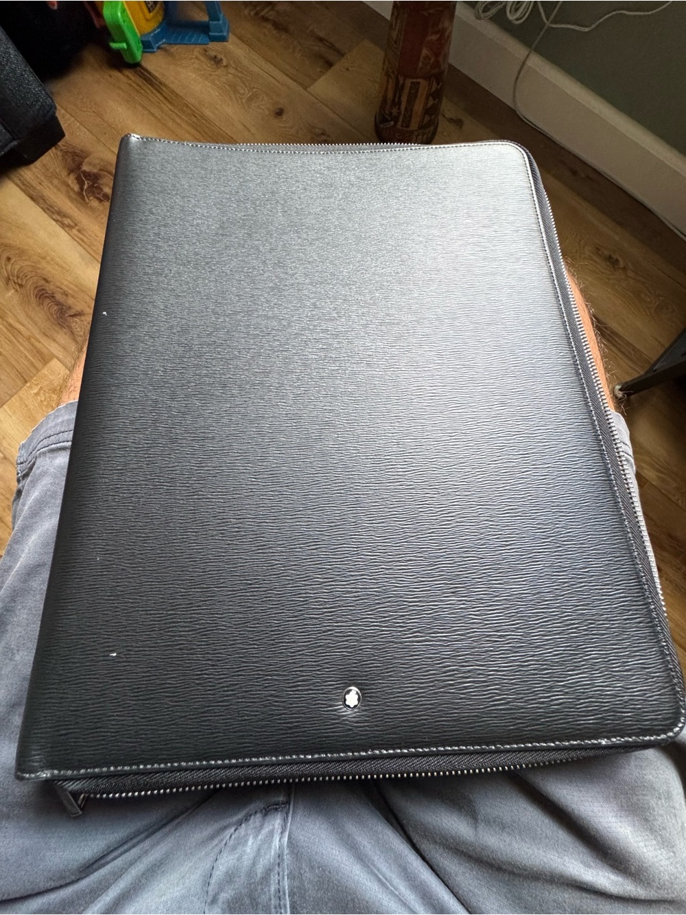 Montblanc Black Leather Zipped Laptop Portfolio